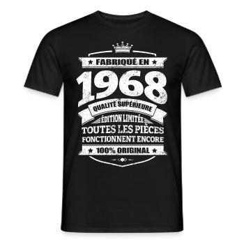 FABRIQUÉ EN 1968 - T-shirt homme - noir - Devant - AI Model Male 178 light (178cm)