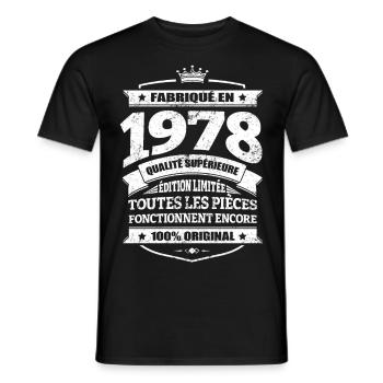 FABRIQUÉ EN 1978 - T-shirt homme - noir - Devant - AI Model Male 178 light (178cm)