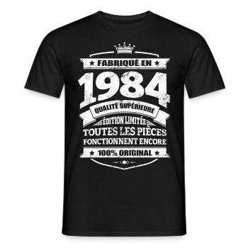 FABRIQUÉ EN 1984 - T-shirt homme - noir - Devant - AI Model Male 178 light (178cm)