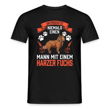 Mann mit Harzer Fuchs unterschätzen Hütefuchs - Männer T-Shirt - Schwarz - Vorne - AI Model Male 178 light (178cm)