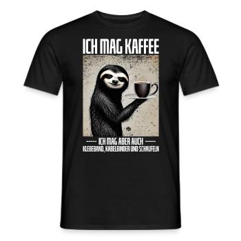 Ich Mag Kaffee Faultier Bild Kaffee Geschenk - Männer T-Shirt - Schwarz - Vorne - AI Model Male 178 light (178cm)