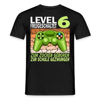 6. Geburtstag Gamer zur Schule gezwungen - Männer T-Shirt - Schwarz - Vorne - AI Model Male 178 light (178cm)