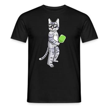 Cat plays pickleball - Men's T-Shirt - black - Front - AI Model Male 178 light (178cm)