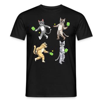 Cat plays pickleball - Men's T-Shirt - black - Front - AI Model Male 178 light (178cm)