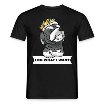 Schnoodle chien avec couronne - T-shirt homme - noir - Devant - AI Model Male 178 light (178cm)