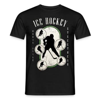 Eishockey Eishockeyspieler Spieler Vintage Retro - Männer T-Shirt - Schwarz - Vorne - AI Model Male 178 light (178cm)