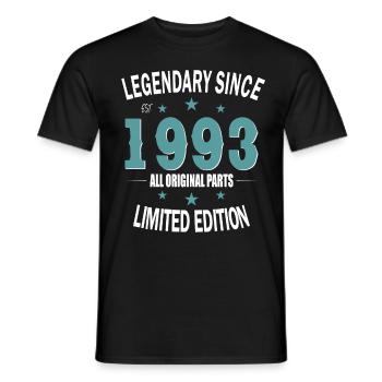 30e anniversaire né en 1993 Légendaire depuis 1993 - T-shirt homme - noir - Devant - AI Model Male 178 light (178cm)