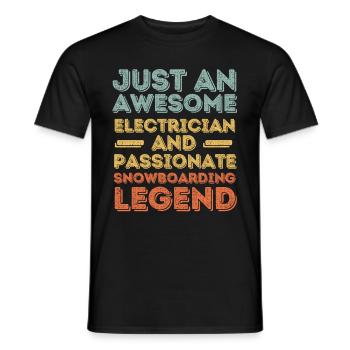 Elektriker Snowboarden retro - Männer T-Shirt - Schwarz - Vorne - AI Model Male 178 light (178cm)