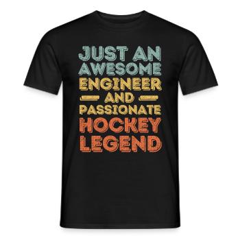 Ingénieur hockey rétro - T-shirt homme - noir - Devant - AI Model Male 178 light (178cm)