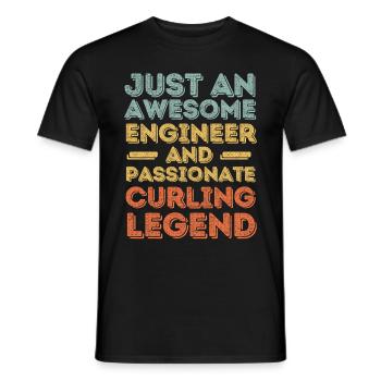 Engineer Curling retro - Men's T-Shirt - black - Front - AI Model Male 178 light (178cm)
