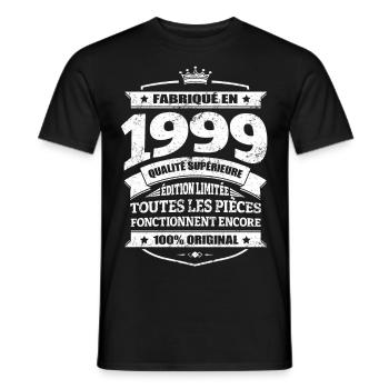 FABRIQUÉ EN 1999 - T-shirt homme - noir - Devant - AI Model Male 178 light (178cm)