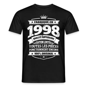 FABRIQUÉ EN 1998 - T-shirt homme - noir - Devant - AI Model Male 178 light (178cm)