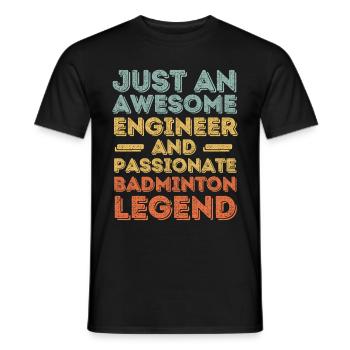Ingénieur badminton rétro - T-shirt homme - noir - Devant - AI Model Male 178 light (178cm)