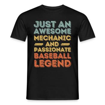Mechaniker Baseball retro - Männer T-Shirt - Schwarz - Vorne - AI Model Male 178 light (178cm)