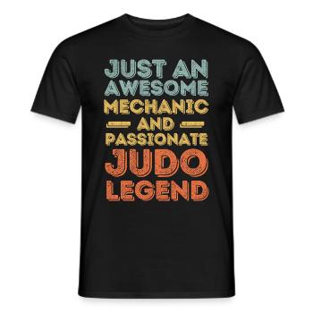 Mechanic judo retro - Men's T-Shirt - black - Front - AI Model Male 178 light (178cm)