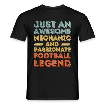 Mechanic football retro - Men's T-Shirt - black - Front - AI Model Male 178 light (178cm)