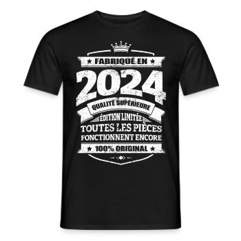 FABRIQUÉ EN 2024 - T-shirt homme - noir - Devant - AI Model Male 178 light (178cm)