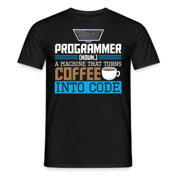 Programmer A machine that turns coffee into code - Männer T-Shirt - Schwarz - Vorne - AI Model Male 178 light (178cm)