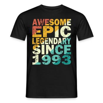 30e anniversaire né en 1993 Légendaire depuis 1993 - T-shirt homme - noir - Devant - AI Model Male 178 light (178cm)