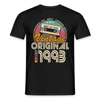 30e anniversaire Né en 1993 Fabriqué en 1993 - T-shirt homme - noir - Devant - AI Model Male 178 light (178cm)