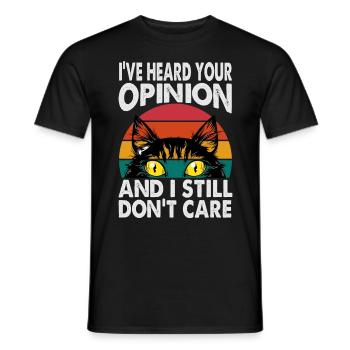 Funny cat with cat eyes vintage saying - Men's T-Shirt - black - Front - AI Model Male 178 light (178cm)