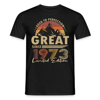 50th birthday Born 1973 Great Since 1973 - Men's T-Shirt - black - Front - AI Model Male 178 light (178cm)