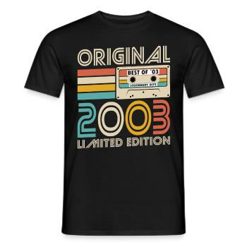 20. Geburtstag Jahrgang 2003 Original 2003 - Männer T-Shirt - Schwarz - Vorne - AI Model Male 178 light (178cm)
