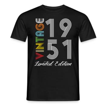 Vintage 1951 Vintage Birthday Retro Vintage - Men's T-Shirt - black - Front - AI Model Male 178 light (178cm)