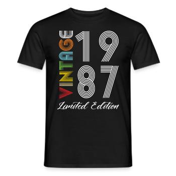 Vintage 1987 Vintage Birthday Retro Vintage - Men's T-Shirt - black - Front - AI Model Male 178 light (178cm)