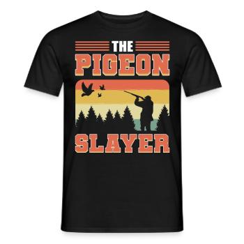 The Pigeon Slayer Pigeon Hunting Pigeon Hunter - Men's T-Shirt - black - Front - AI Model Male 178 light (178cm)