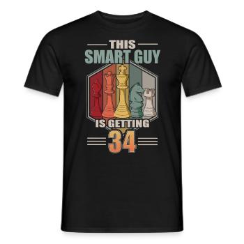 Smart Guy Is Getting 34 Retro Schach 34 Geburtstag - Männer T-Shirt - Schwarz - Vorne - AI Model Male 178 light (178cm)