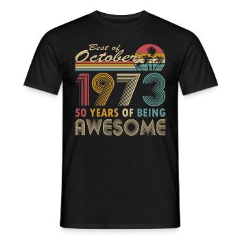 50e anniversaire né en 1973 Best of 1973 - T-shirt homme - noir - Devant - AI Model Male 178 light (178cm)
