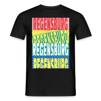 Regensburg Deutschland Stadt Schrift Skyline - Männer T-Shirt - Schwarz - Vorne - AI Model Male 178 light (178cm)