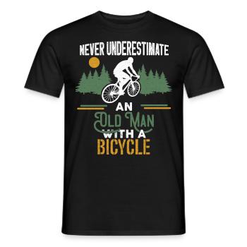 Never Underestimate Old Man With Bicycle Bike - Men's T-Shirt - black - Front - AI Model Male 178 light (178cm)