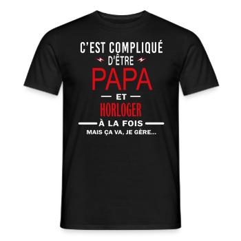 papa Et HORLOGER cadeau citation - T-shirt homme - noir - Devant - AI Model Male 178 light (178cm)