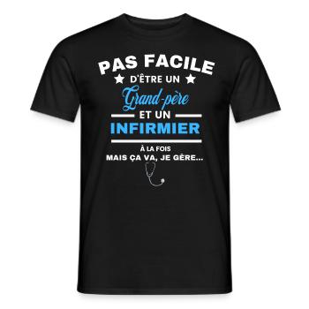 pas facile d'être INFIRMIER et Grand-père - T-shirt homme - noir - Devant - AI Model Male 178 light (178cm)
