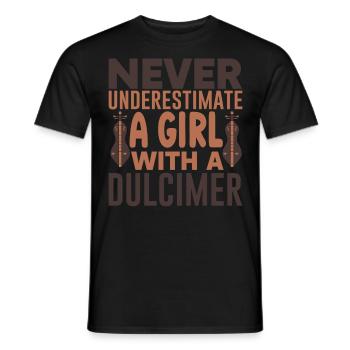 Instrument Dulcimer Girl - Men's T-Shirt - black - Front - AI Model Male 178 light (178cm)