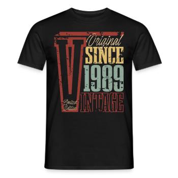 1989 Anniversaire Année de naissance Année de construction Vintage Rétro - T-shirt homme - noir - Devant - AI Model Male 178 light (178cm)