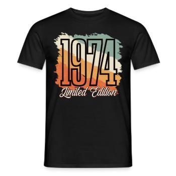 1974 Année de naissance Anniversaire Année de construction Vintage Rétro - T-shirt homme - noir - Devant - AI Model Male 178 light (178cm)