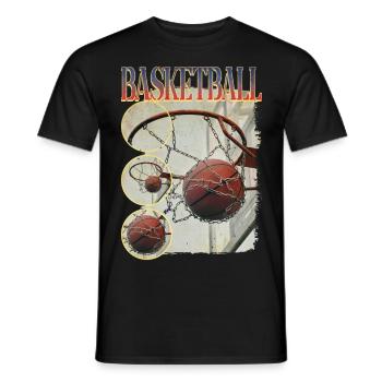 Basketball Basketballer Korb Dunking Sport Vintage - Männer T-Shirt - Schwarz - Vorne - AI Model Male 178 light (178cm)