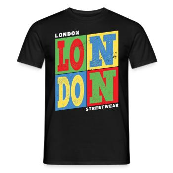 London England UK Stadt Bunt Skyline Heimat - Männer T-Shirt - Schwarz - Vorne - AI Model Male 178 light (178cm)
