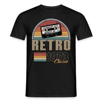 50e anniversaire né en 1973 Best of 1973 - T-shirt homme - noir - Devant - AI Model Male 178 light (178cm)