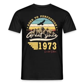 50th birthday Born 1973 Great Since 1973 - Men's T-Shirt - black - Front - AI Model Male 178 light (178cm)