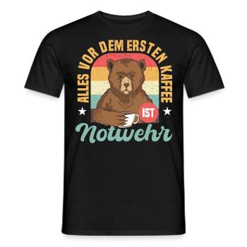 Alles vor dem ersten Kaffee ist Notwehr für - Männer T-Shirt - Schwarz - Vorne - AI Model Male 178 light (178cm)
