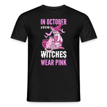 En octobre, même les sorcières portent un cancer du sein rose - T-shirt homme - noir - Devant - AI Model Male 178 light (178cm)