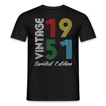 Vintage 1951 Vintage Birthday Retro Vintage - Men's T-Shirt - black - Front - AI Model Male 178 light (178cm)