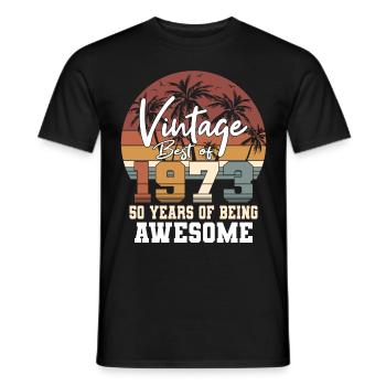 50e anniversaire né en 1973 Best of 1973 - T-shirt homme - noir - Devant - AI Model Male 178 light (178cm)