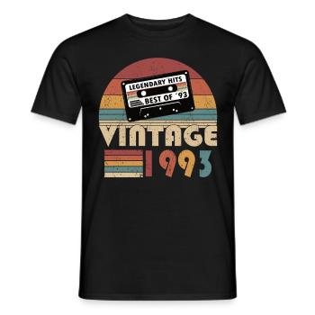 30e anniversaire né en 1993 Best of 1993 - T-shirt homme - noir - Devant - AI Model Male 178 light (178cm)