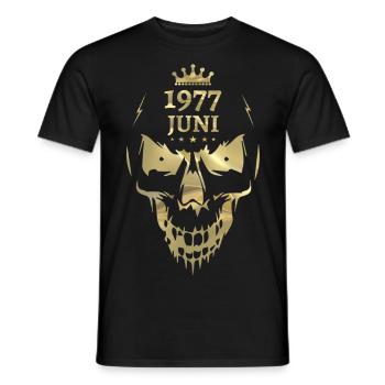 Juni 1977 Totenkopf Gold - Männer T-Shirt - Schwarz - Vorne - AI Model Male 178 light (178cm)