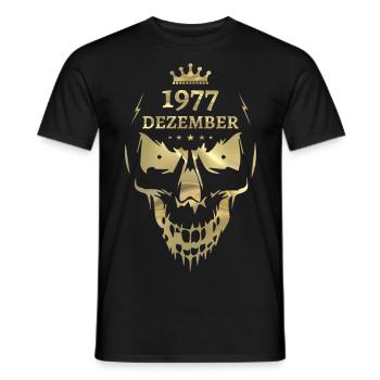 Dezember 1977 Totenkopf Gold - Männer T-Shirt - Schwarz - Vorne - AI Model Male 178 light (178cm)